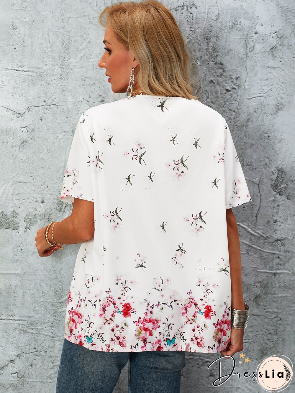 V Neck Casual Printed Tops