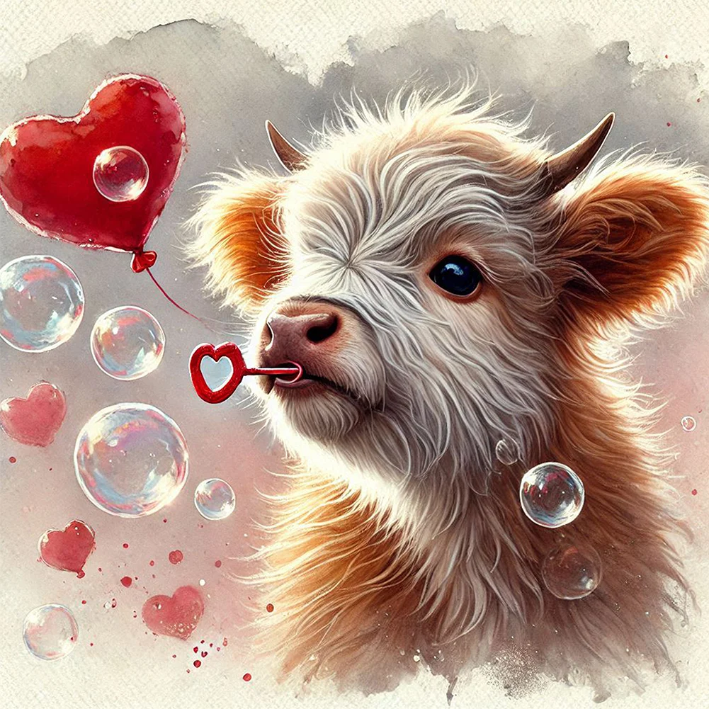Diamond Painting - Full Square Drill - Valentine's Day Cow(Canvas|35*35cm)