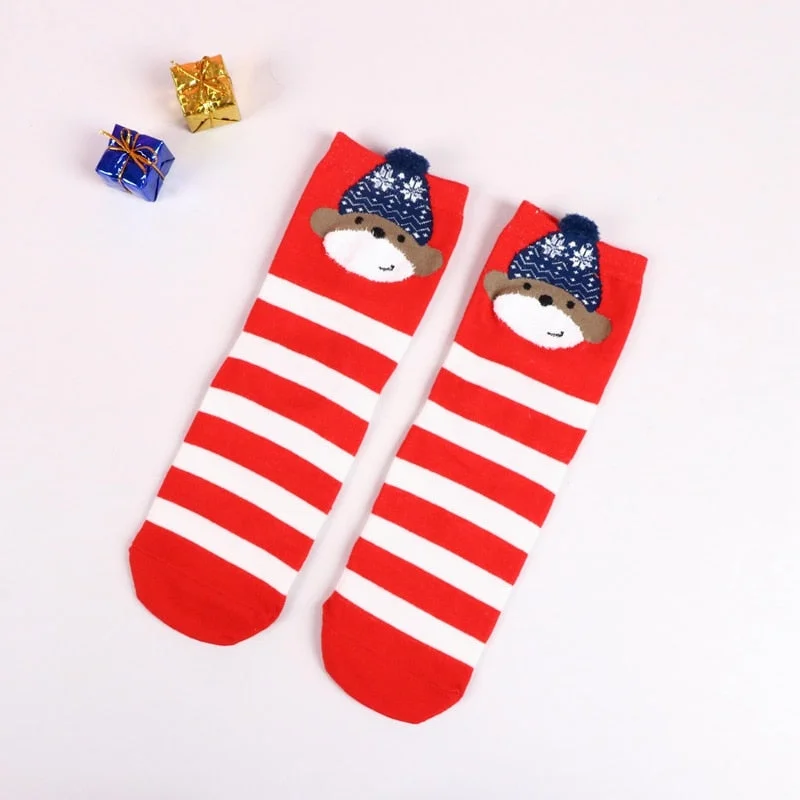 1 Pair Women Socks Casual Winter Christmas Socks David's Deer Cotton Cartoon Keep Warm Cute Lady Girls Sock Christmas Gift 2021