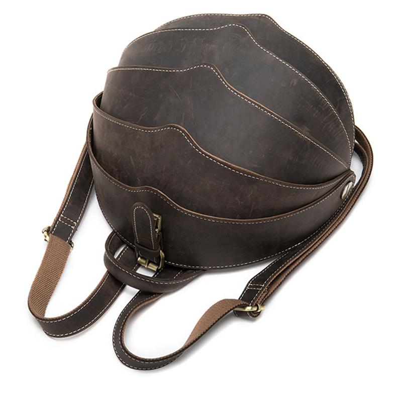 Cool Retro Beetle Shaped Genuine Leather Handmade  Flap Cover Rucksack