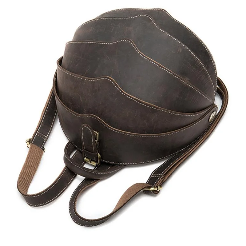 Cool Retro Beetle Shaped Genuine Leather Handmade  Flap Cover Rucksack