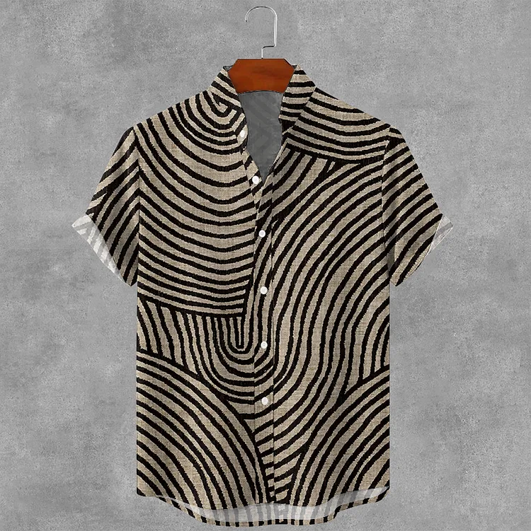 Men's Vintage Stripe Pattern Casual Short Sleeve Shirts