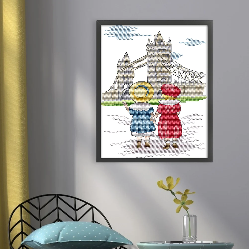 DIY Stamped Cross Stitch 14CT Partial Embroidery 19*27cm - See The Eiffel Tower