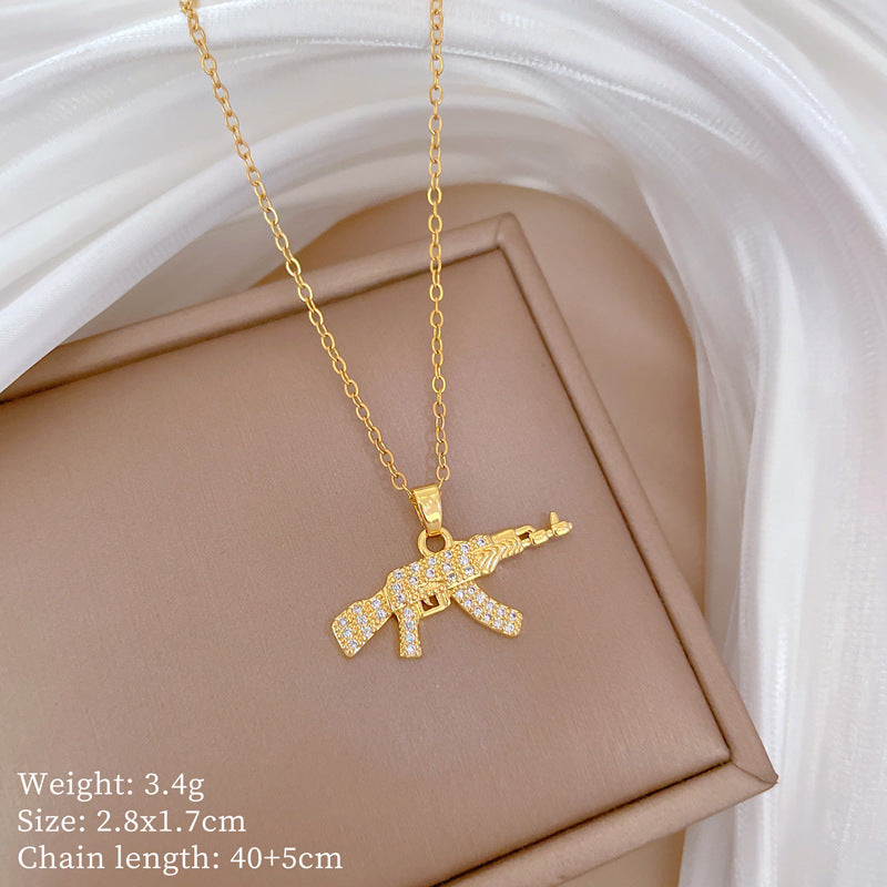 Copper Micro-Inlaid Necklace For Women Copper Micro-Inlaid Real Gold Electroplating Simple Ins Exquisite Clavicle Chain Neck Chain