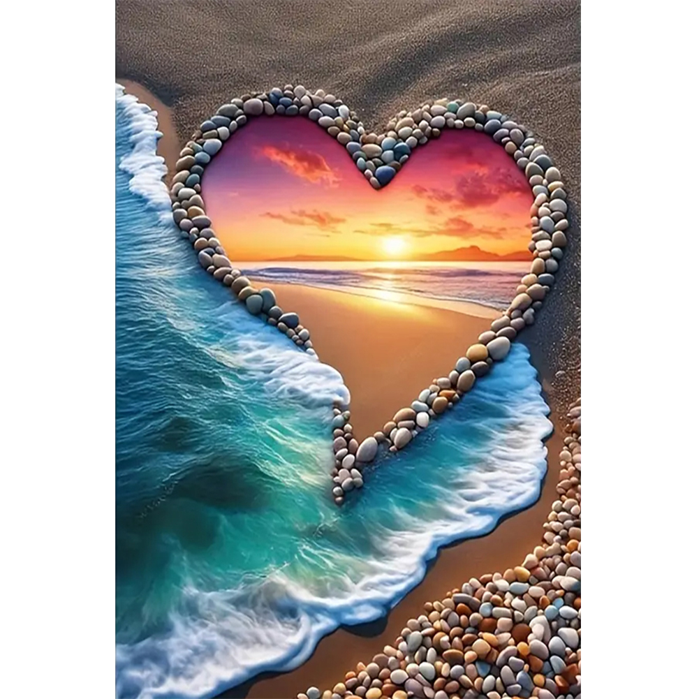 Love Sunset Beach 40*60cm(canvas) full round drill diamond painting