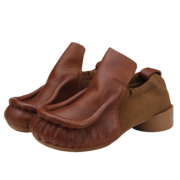 Simple Leather Solid Color Soft Sole Shoes