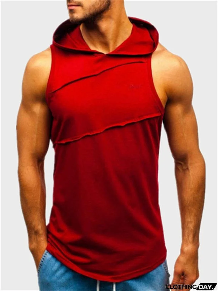 Popular Pullover Sports Fitness Sleeveless Hoodie Mens