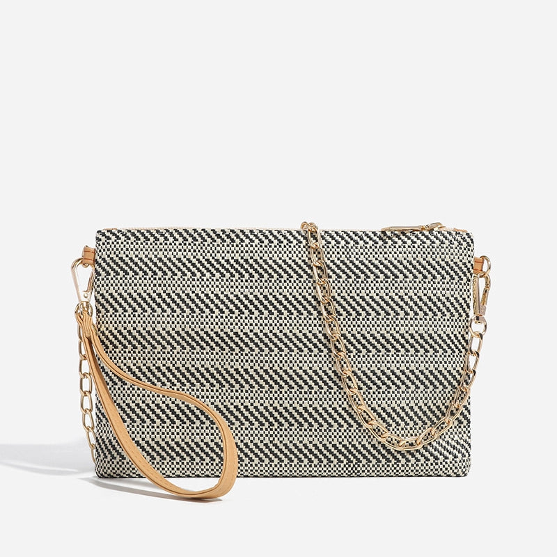 Women’s Medium Straw Solid Color Elegant Streetwear Straw Square Zipper Straw Bag