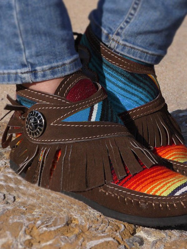 Brown Winter Flat Heel Tassel Boots | EGEMISS
