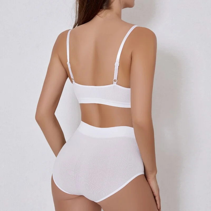 CINOON Seamless Tanks Tops Bras Set Female Underwear Wireless Bra Crop Top Women High Waist Underpants Soft Bralette Lingerie
