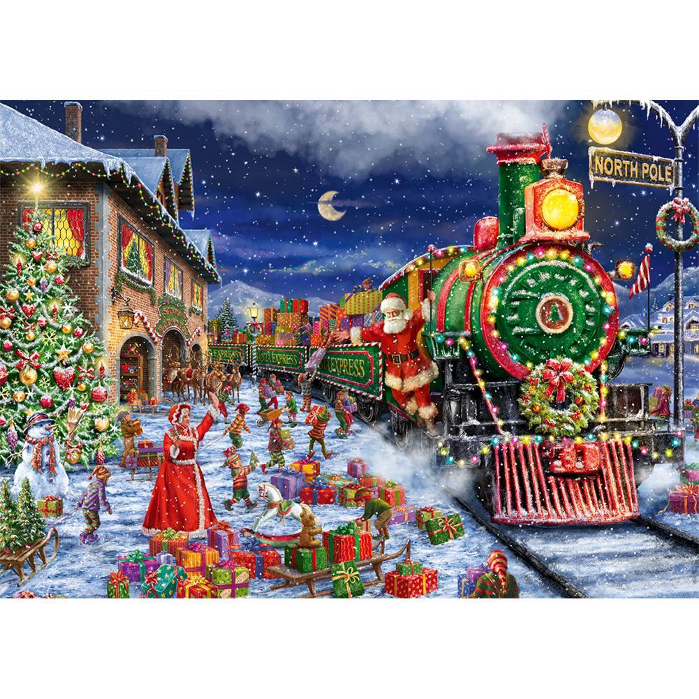 

Santa Train Gift - 11CT Stamped Cross Stitch - 50*40CM, 501 Original