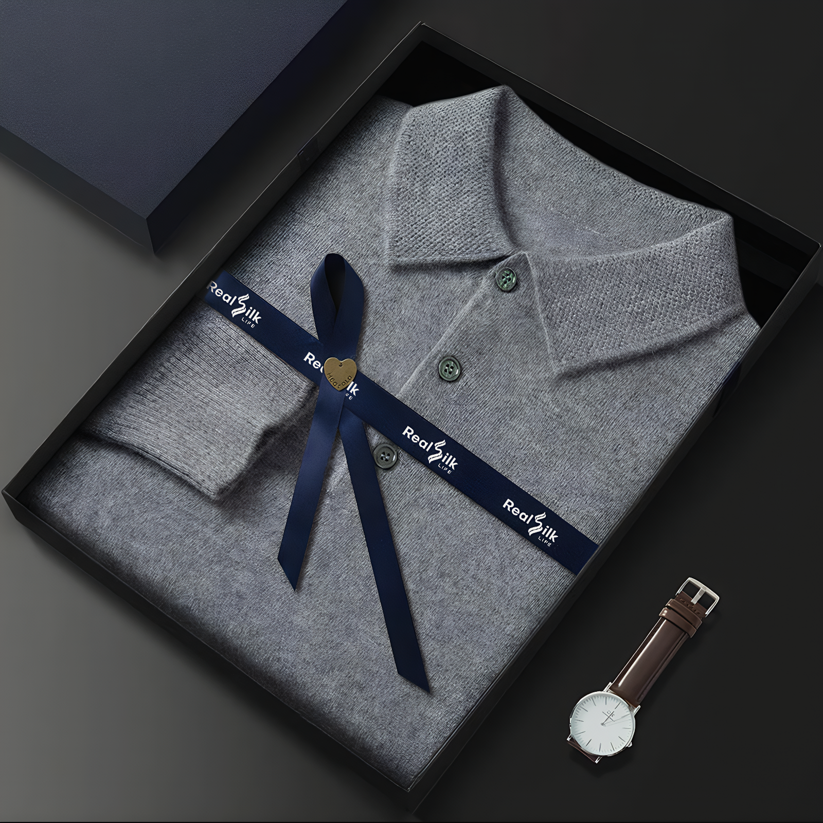 Solid Polo Cashmere Sweater REAL SILK LIFE