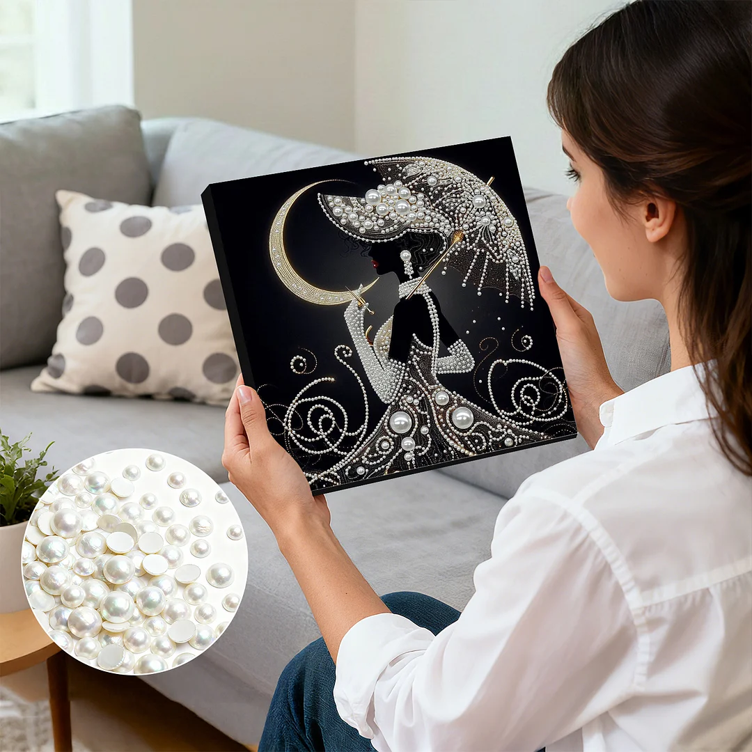 Elegant Lady - DIY Pearl Diamond Art Kit With Frame 30*30cm