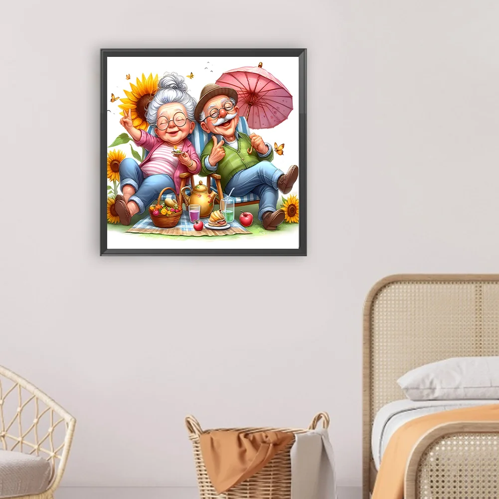 Diamond Painting - Full Round Drill - Old Couple(Canvas|30*30cm)