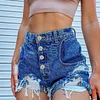 Women's Super High Waist Denim Ripped Shorts Smiley Face Print Sexy Hot Pants Shorts by Inlyline