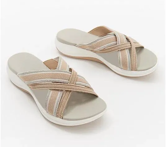 Women Cross Strap Slippers Platform Open Toe Mixed Color Wedges Female Sandals Summer Outdoor Beach Slipper Women Shoes Comfy
