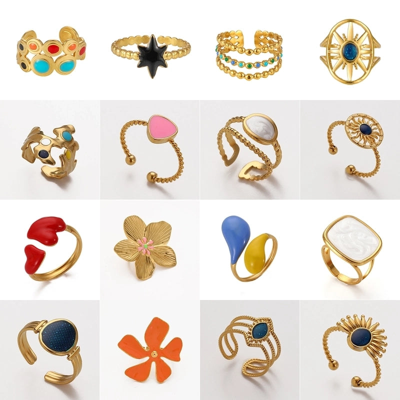 Elegant Minimalist Geometric 304 Stainless Steel Enamel Stainless Steel Rings
