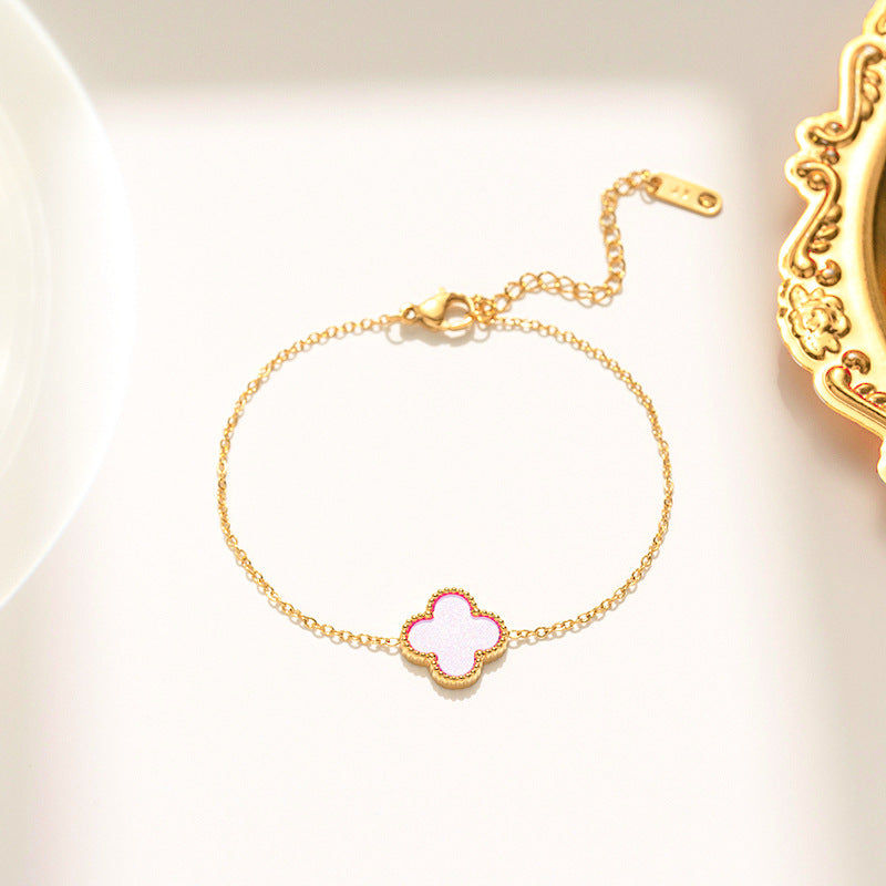 Four-Leaf Clover Bracelet Lucky Versatile Double-Sided Ol Bei Female Summer Fashion Accessories