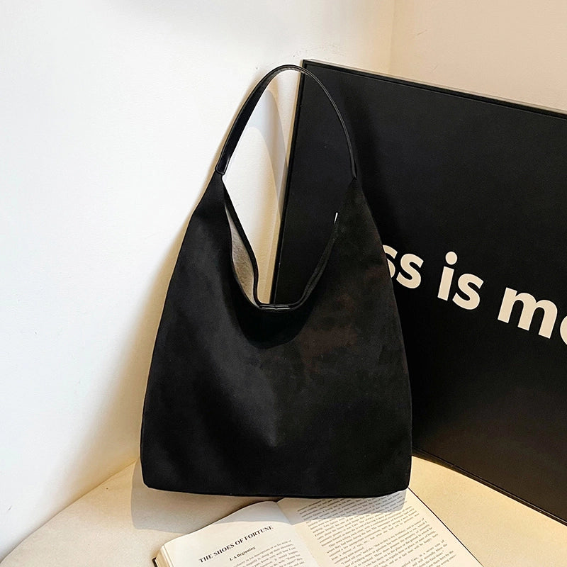Women’s Suede Solid Color Streetwear Square Magnetic Buckle Shoulder Bag