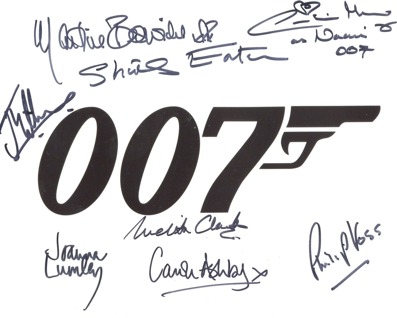 007 James Bond Photo Poster painting signed by EIGHT actors who appeared in a Bond movie