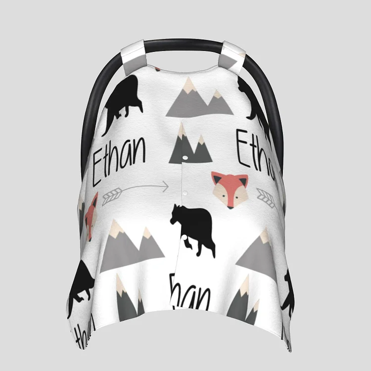Personalized Baby Woodland Animals  Car Seat Canopy for Comfort & Unique| C38