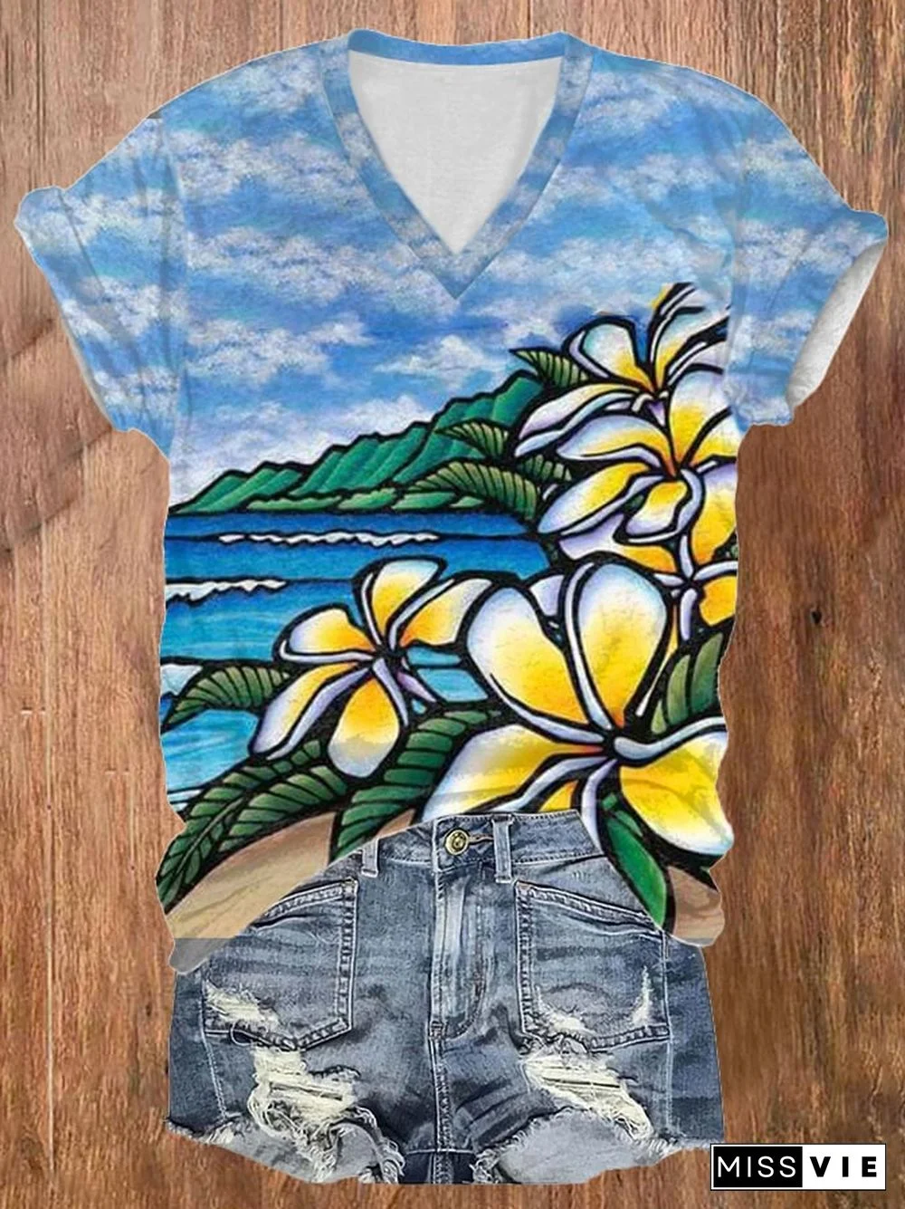 Hawaiian Turtle Print Casual T-Shirt