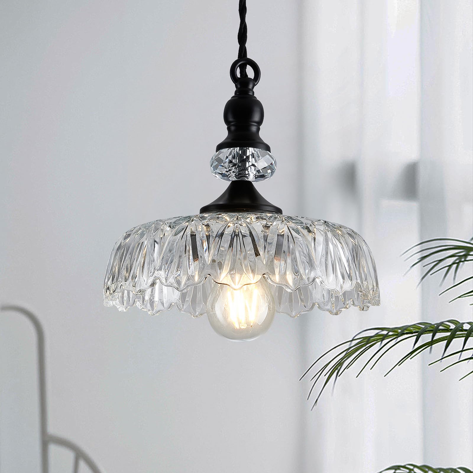Mid-Century Mini Kitchen Island Glass Pendant Light