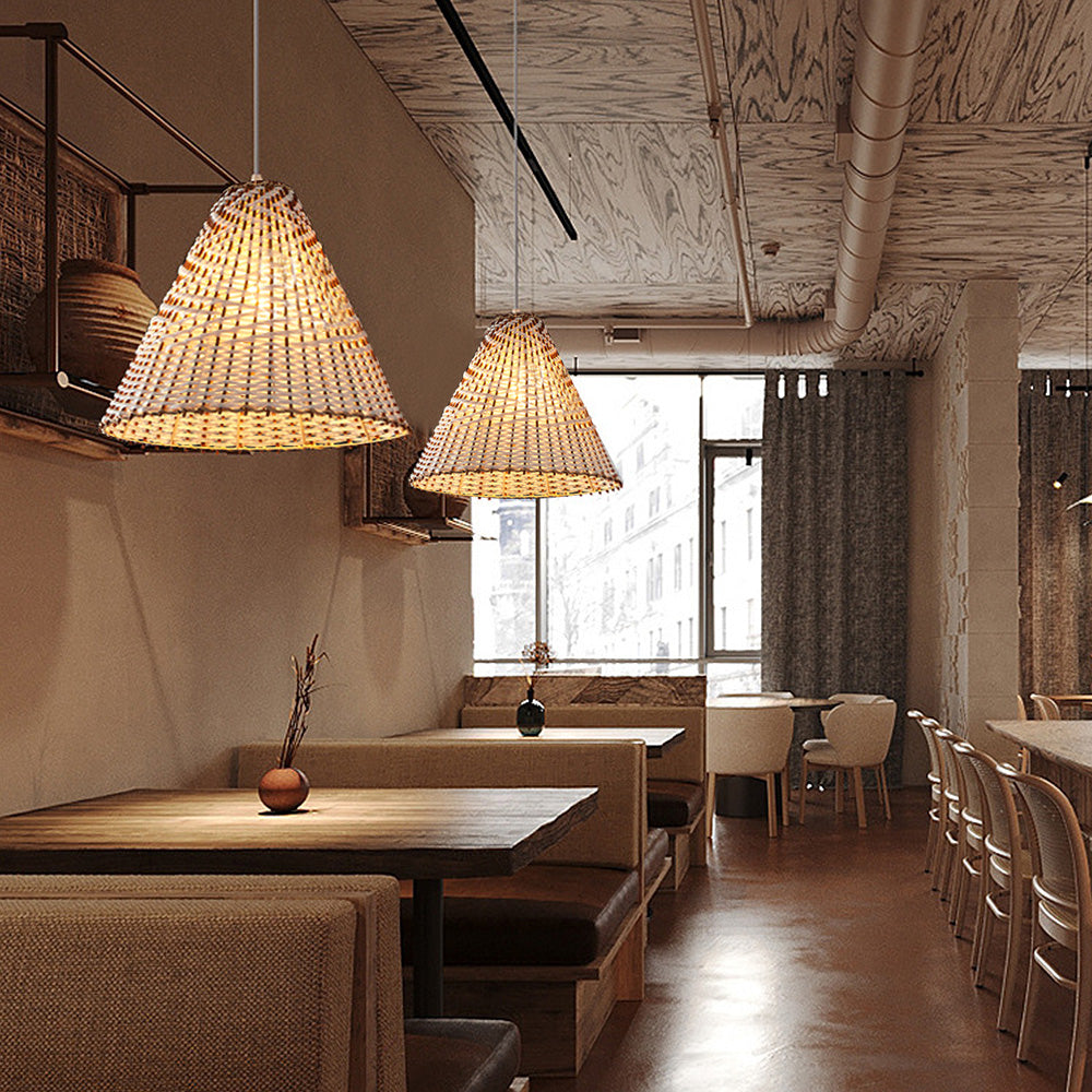 Minimalist Wabi-Sabi Rattan Pendant Light
