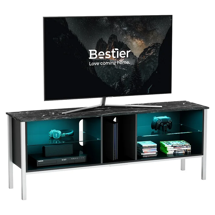 Bestier 63 inch Modern TV Stand 20 Color LED Entertainment Center