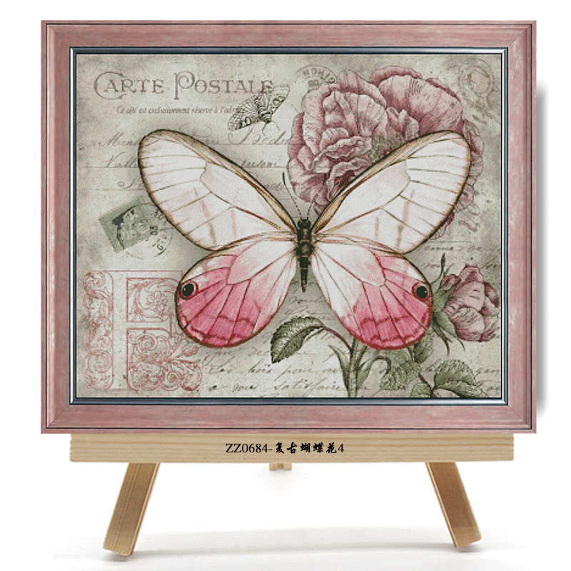 BUTTERFLY - Siugrass. ZZ0684-Retro Butterfly Flower 4]_ 54.51_ Painting Fairy