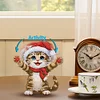 Xmas Acrylic Shaking Head 5D DIY Diamond Art Tabletop Decorations for Home (Cat)