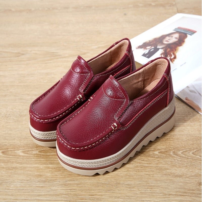 Women's shoes Platform Fashion Durable Trend Lightweight Retro Female leather Shoes Increased  Comfortable Flat Ladies Casual