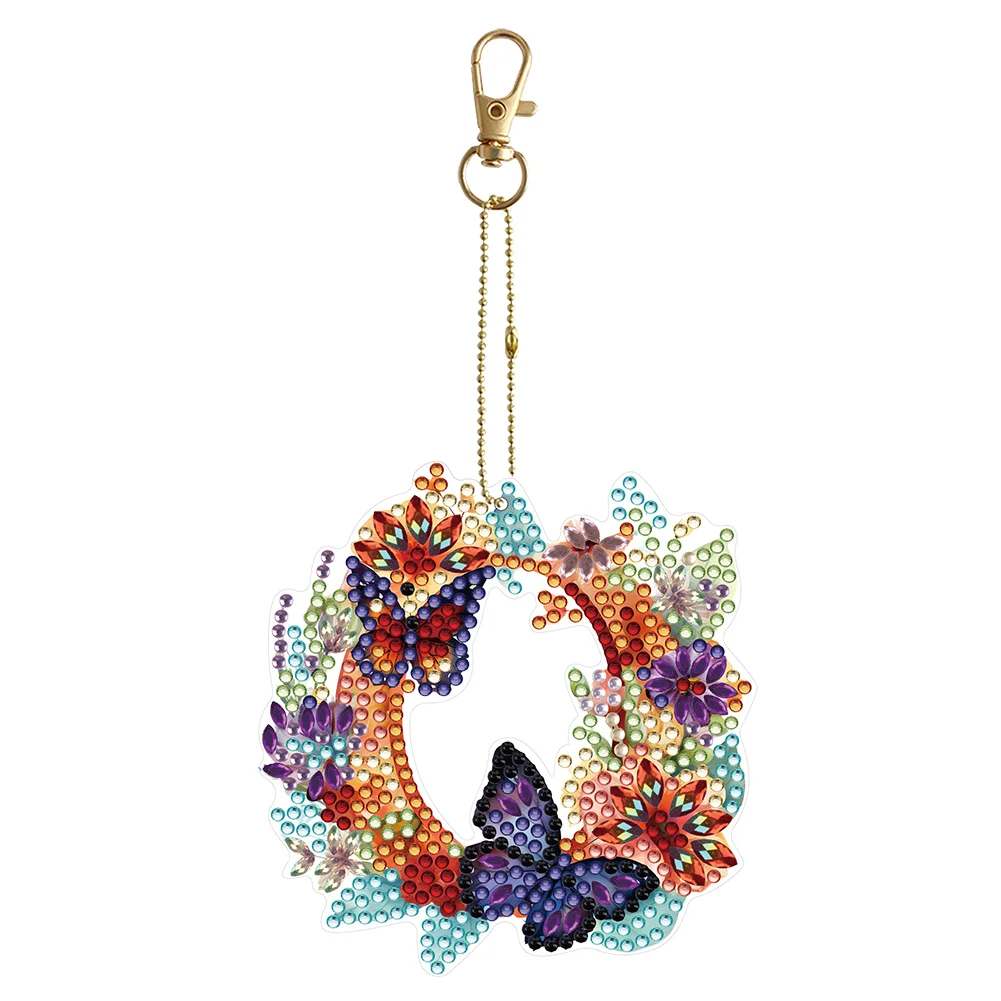 DIY Diamond Painting Special-shaped Double-sided Drill Keychain - Letter Flower