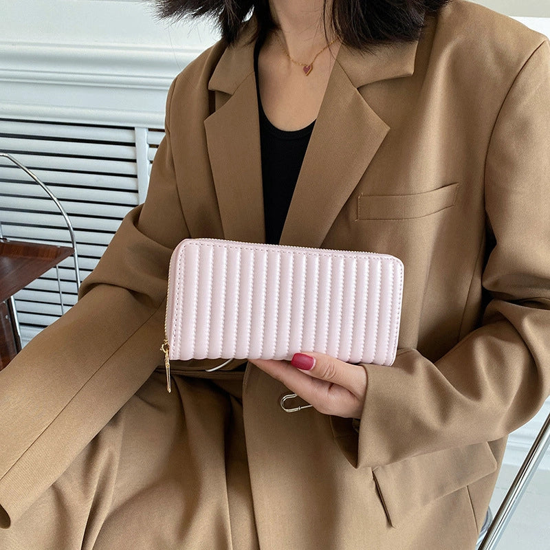 Women’s Solid Color Pu Leather Zipper Wallets