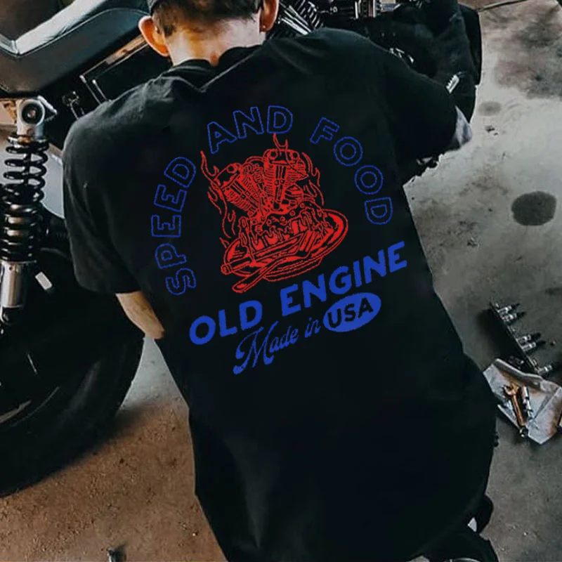 SPEED AND FOOD OLD ENGINE Print Men's T-shirt