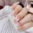 Bayuyun 24Pcs/Set Coffee Leopard French Fake Nails with Diamonds Japan Korean Artificial Acrylic Press on Nails Removable Stick on Nails