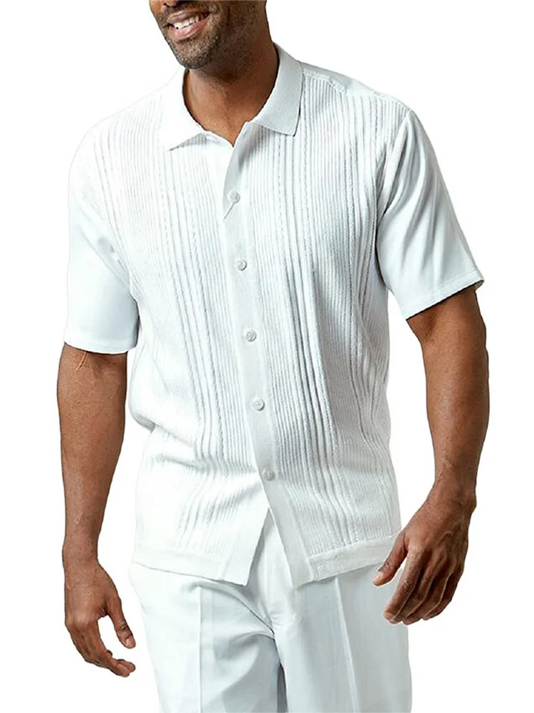 Gentleman Business Short Sleeve Mélange Knit Polo Shirt