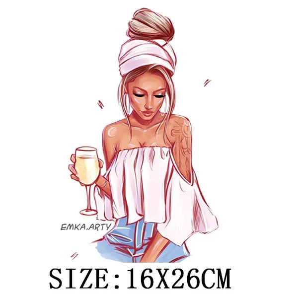 Pretty Girls Thermal Sticker On T-shirt DIY Washable Iron On Transfers For Clothing Fashion Design Appliqued On Clothes Patches