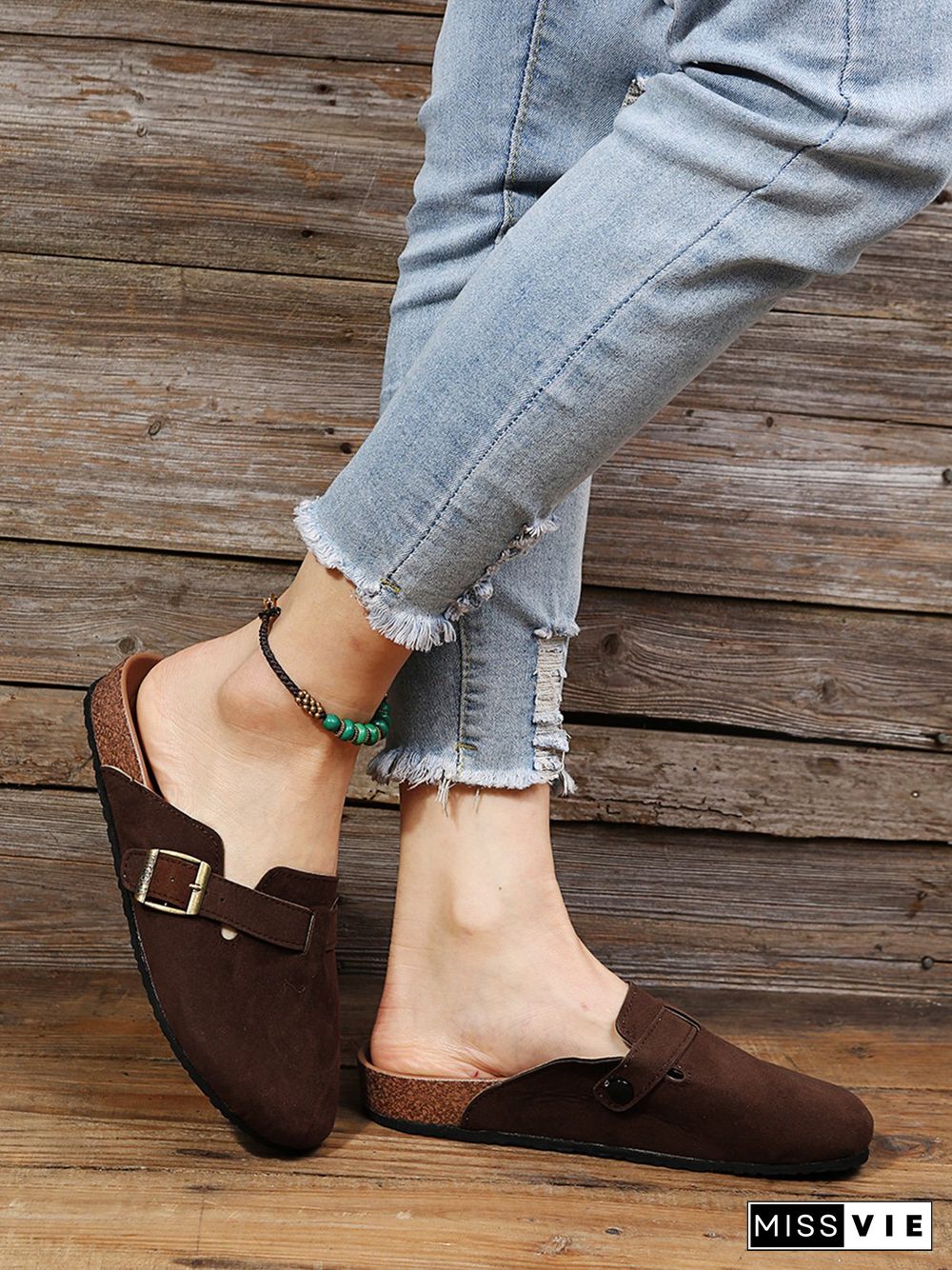 Solid Color Vintage Casual Mules