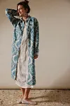 Women's Vintage Ethnic Pattern Turn-Down Collar Long Cardigan Shirt Jacket 