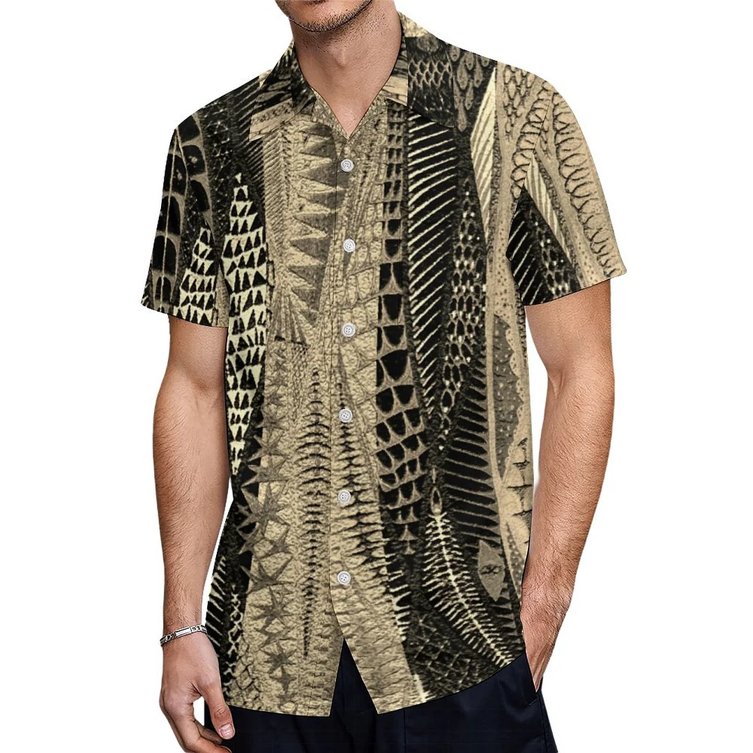 Short Sleeve Distressed African Mud Cloth Hawaiian Shirt Mens Button Down Plus Size Tropical Hawaii Beach Shirts