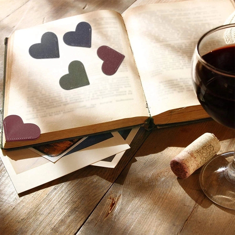Leather Heart-shaped Bookmark Pu Leather Love Bookmark Book Page Clip Mini Business Portable Small Gift Page Corner Sign