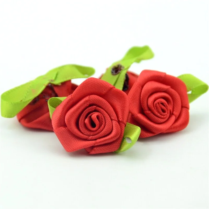 20PCS 3CM Satin Ribbon Artificial Silk Rose Flower Heads For Wedding Decoration Handmade DIY Gift Box Craft Scrapbooking