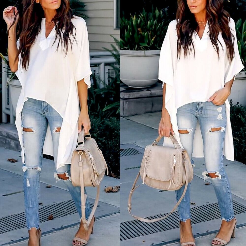 Casual V-neck Loose T-shirt