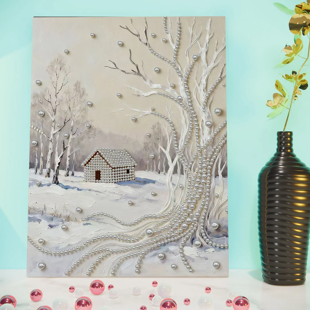 Snowfield DIY Pearl Diamond Art Kit for Adults Home Decor With Frame 30x40cm