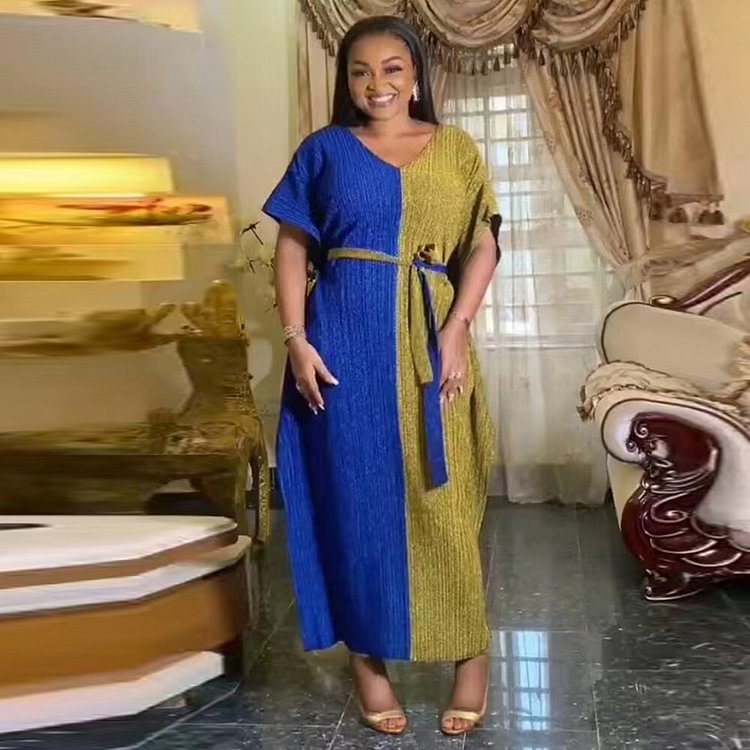 African Americans fashion QFY 2022 Summer African Dresses For Women Elegant Dashiki Patchwork Maxi Dress Muslim Abaya Ladies Traditional Africa Clothing Ankara Style QueenFunky