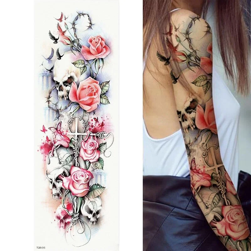 1 Sheets Full Arm Leg Extra Large Temporary Tattoos, Body Art For Men And Women - Wolf,Tiger,Bear,Warrior,Tribal Symbol