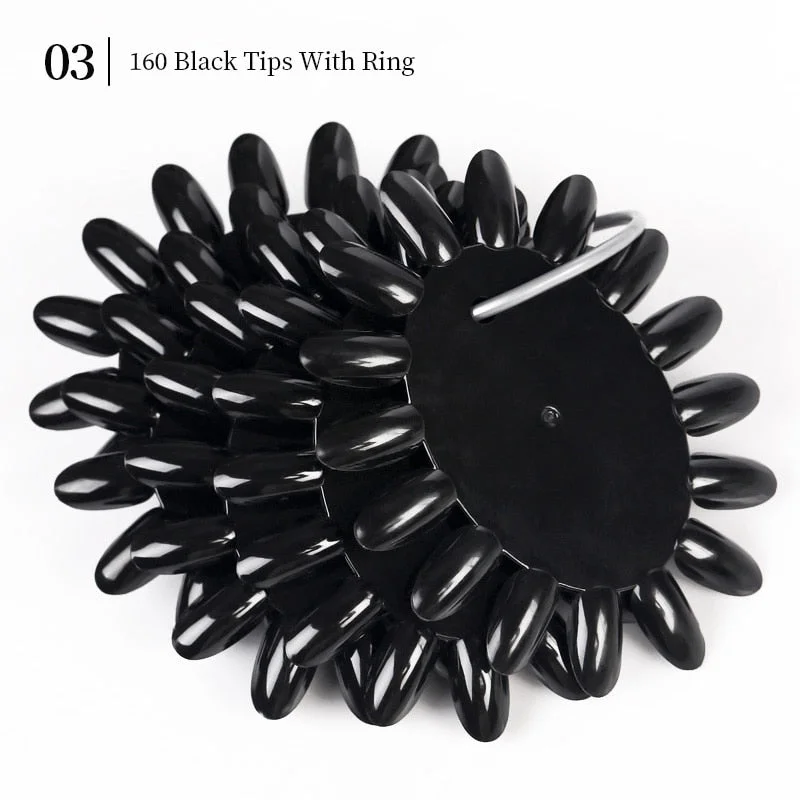 1Set False Nail Tips Fan Nature Nail Art Round Full Cover Display Practice Tools Fake Nails Manicure Acrylic UV Gel Polish-Nail Inspo