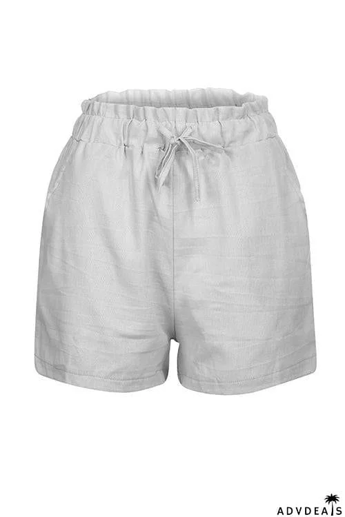 Elastic Waist Linen Shorts