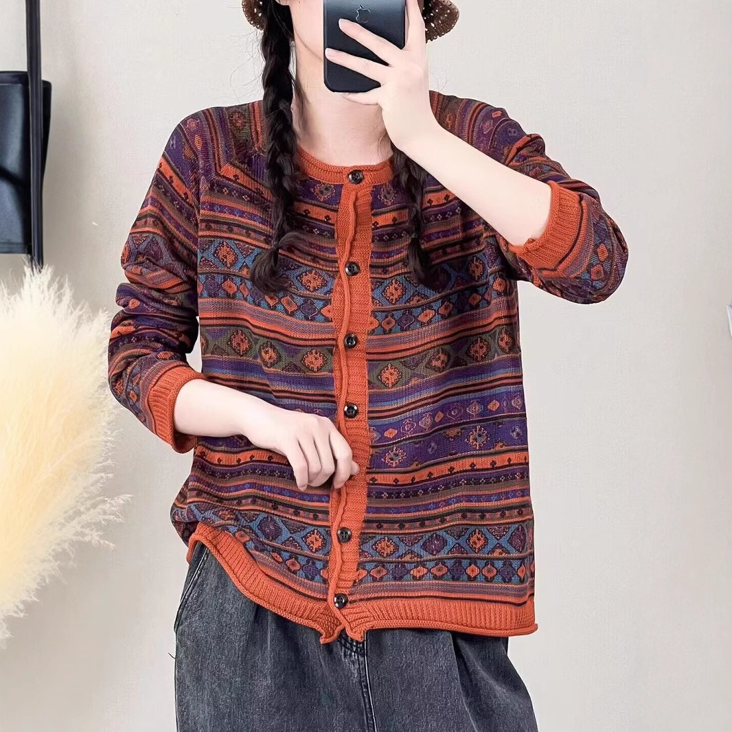Chicfifth Sweater Women Winter Long Sleeve High Quality Autumn Vintage Top Knitted Cardigan